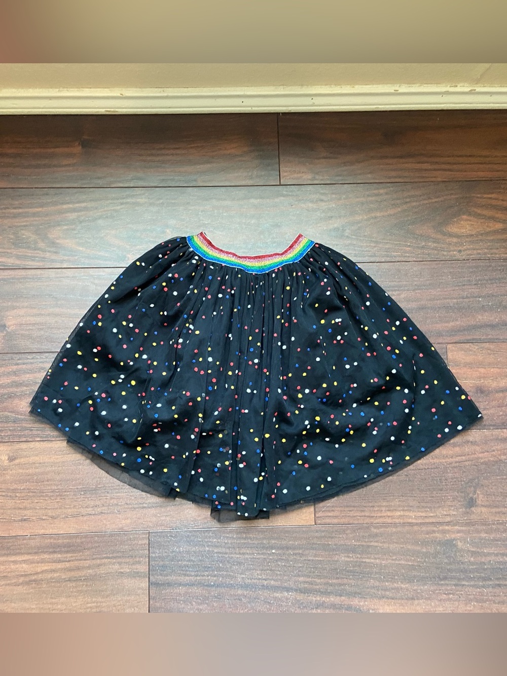 STELLA MCCARTNEY KIDS GIRL BLACK SKIRT MULTICOLOR POLKA DOTS 6Y